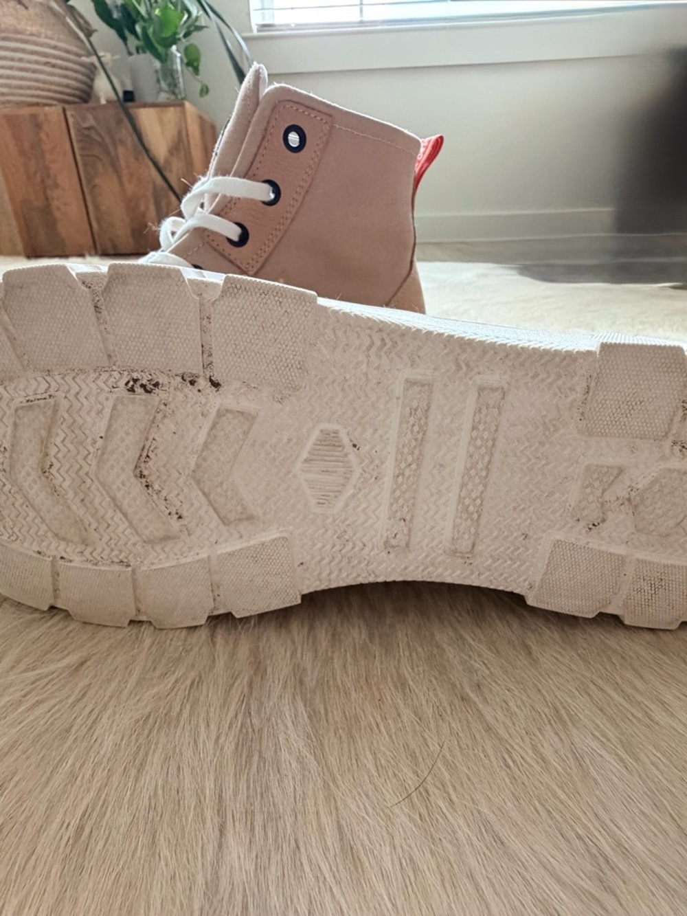 Palladium Tan High-Top Canvas Platform Sneakers - Picture 4 of 5